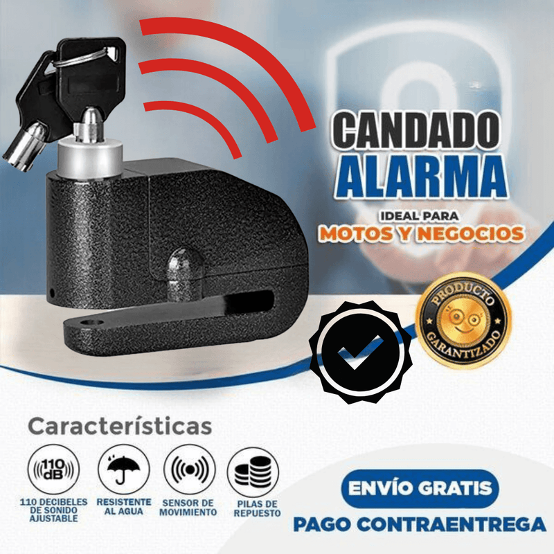 CANDADO DISCO ANTIRROBO PARA MOTO CON ALARMA🔐 + ENVÍO GRATIS