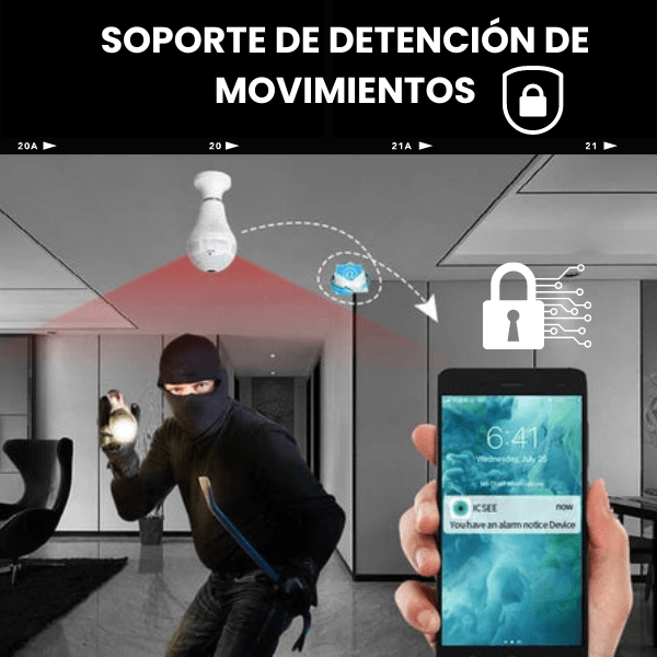 Cámara de vigilancia inteligente con bombillo ¡Tu seguridad es lo primero!